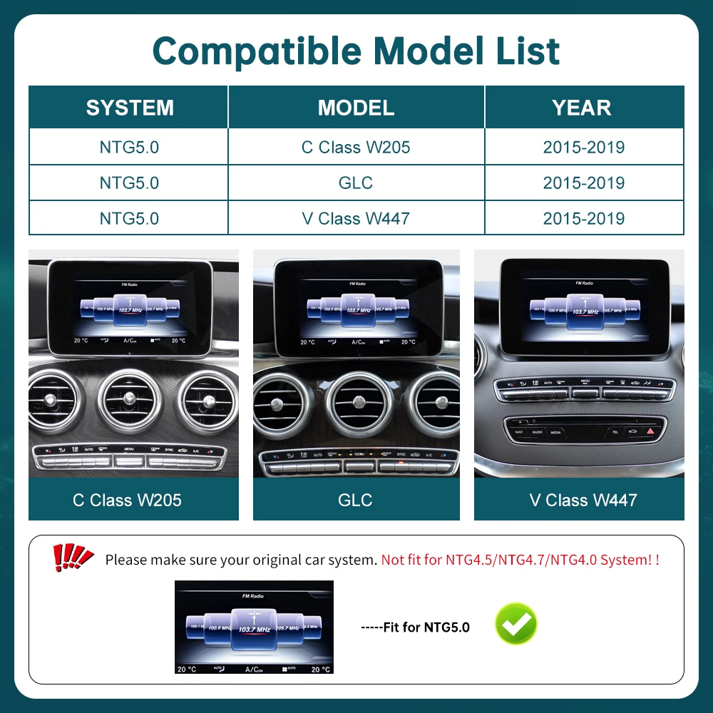 US RoadTop Wireless CarPlay Android-Auto Multimedia Linux Screen for Mercedes Benz C Class W205 GLC V W447 NTG 5.0 2015-2018