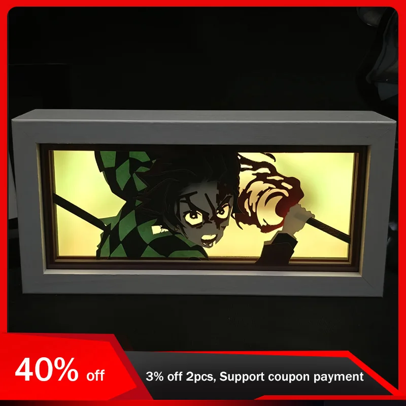 Demon Slayer 3D Light Box Led Anime Peripherals Amado Tanjirou Cartoon Multiple Colors Bedroom Table Decoration Birthday Gift