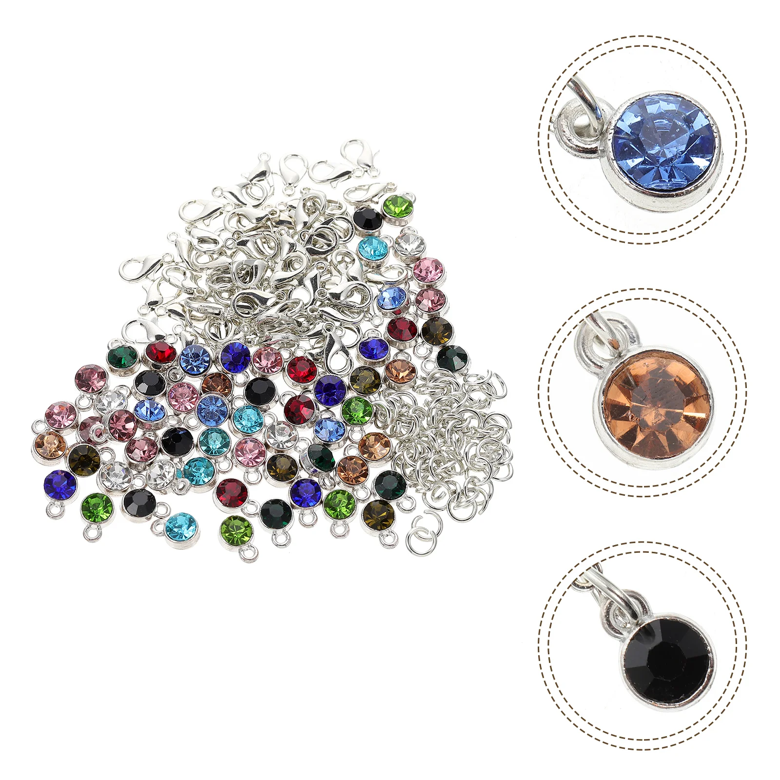 

60 set Alloy Clasps Crystal Key Chain Pendant Necklace Ornament Diy Charms For Jewelry Making Festival Party Decoration Creative