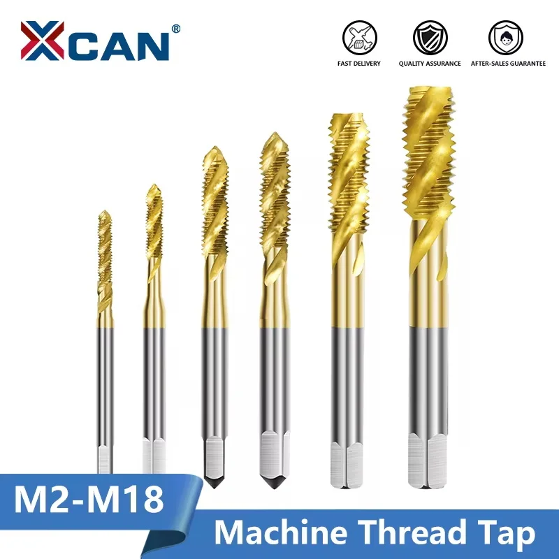 Xcan hss torneira de parafuso de aço titânio revestido espiral rosca métrica torneira M2-M18 máquina plug hss6542 ferramenta rosqueamento torneira broca