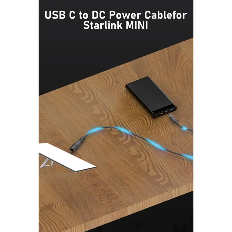 B16C-For Starlink Mini USB C To DC Female Cable Overload Short Circuit Protection Type-C To DC Replacement Cable 2M