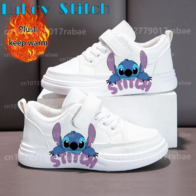 

Winter plush keep warm Stitch Children shoes boys girls Super Cute Printing White Shoes Christmas Gift