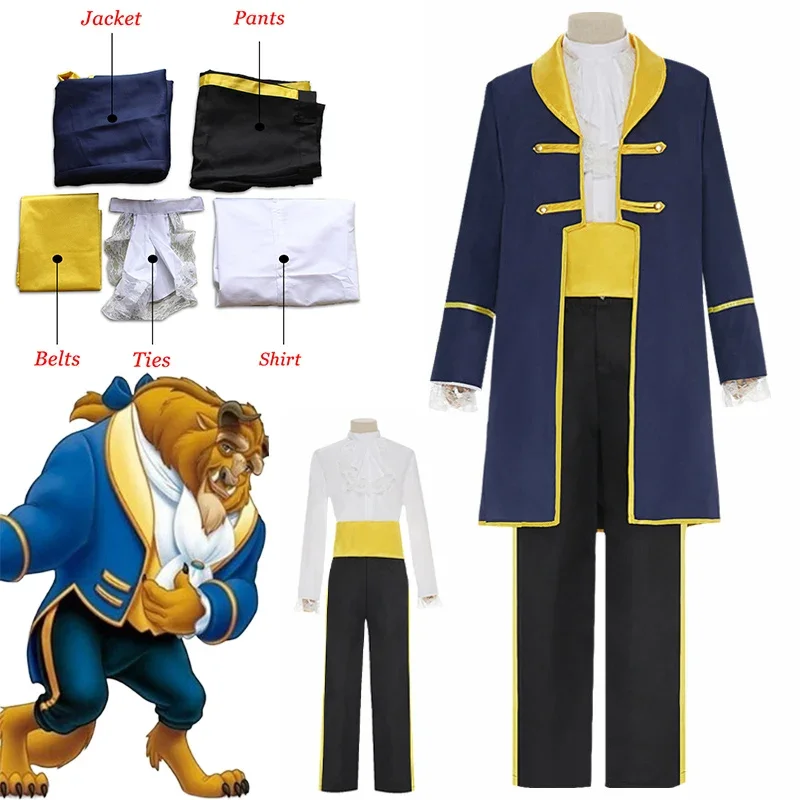 

Beauty and The Beast Cosplay Costume Halloween costume Prince Adam Cosplay Beast Uniform Adult Halloween Party Men Fancy Dress C