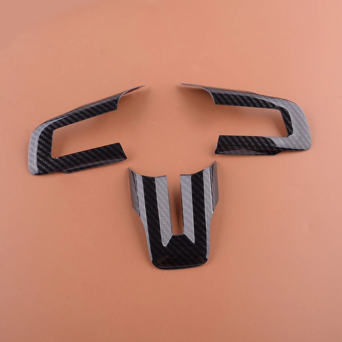 

3Pcs/Set Black Carbon Fiber Style Steering Wheel Cover Trim ABS Plastic Fit for Ford Mustang 2019 2018 2017 2016 2015