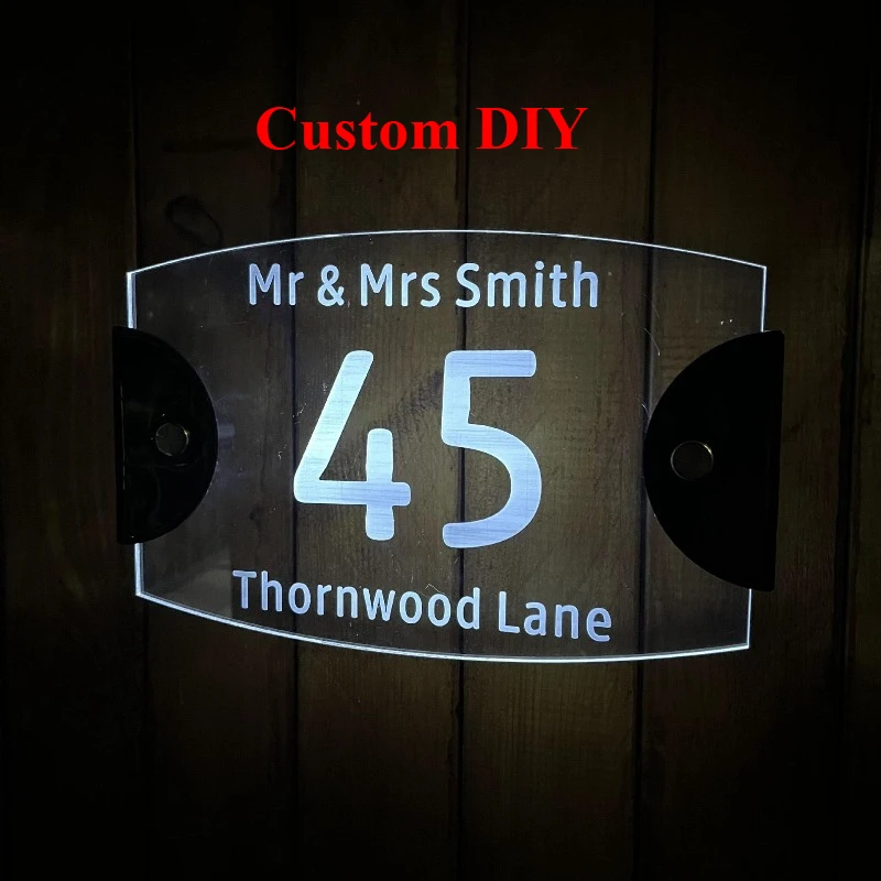 Custom 3D Laser Engraved Door Sign Acrylic Metal Cutout Carved LED Lighted Nameplate for Villa Apartment Office Entrance