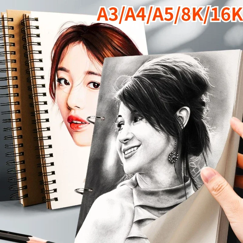 Professional Sketchbook Thick Paper Sketch Book A4 16k Spiral Notebook Watercolor Pencil Drawing Notepad Art School Stationery