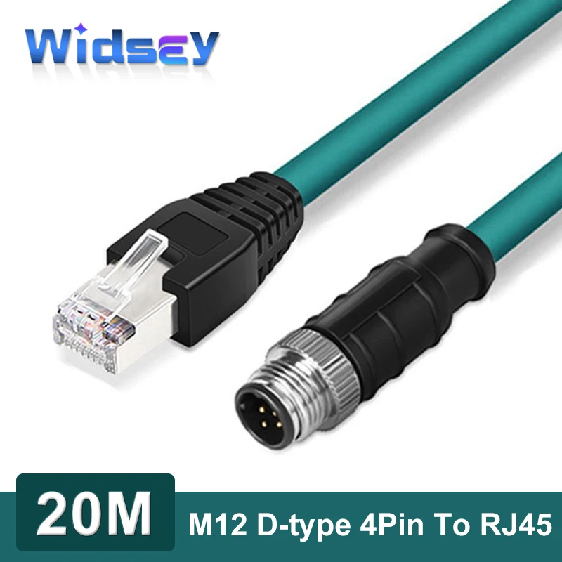 20 Meters M12 To RJ45 Network Extension Line 4Pin D-type Industrial Aviation Plug 1M 2M 3M 5M 10M D Code Shielding Trailer Line