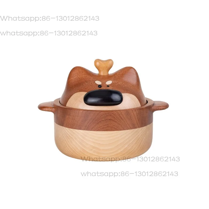 Creative cute solid wood puppy tabletop ornament, wooden cartoon dried fruit basin, fruit plate, jewelry storage box.