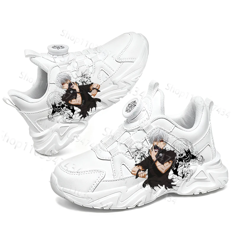 

Kaneki Ken Youth Student Children Basketball Shoes Boys Girls High Quality Genuine Leather Campus Lightweight Sports White Shoes
