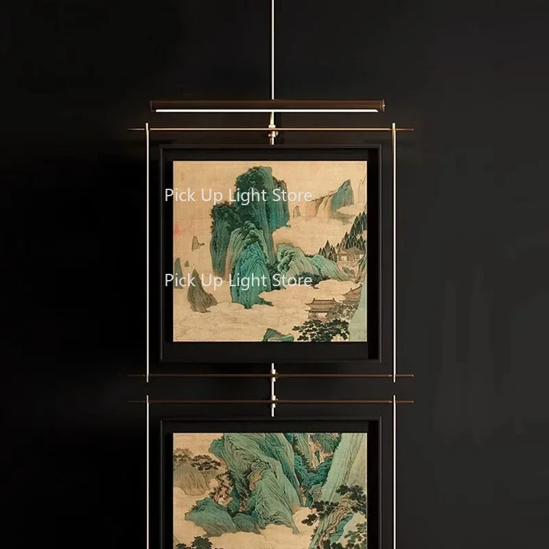 Pintura decorativa de entrada retrô chinesa, pintura de lâmpada de parede de alta qualidade, pintura suspensa de corredor, voltada na parede