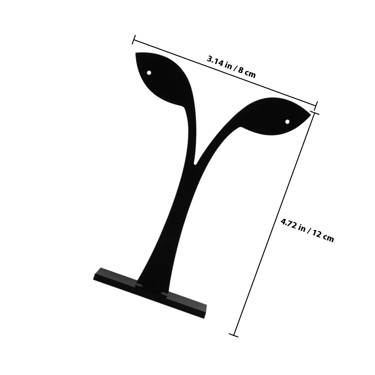 6 قطع من حامل عرض القرط من الأكريليك على شكل أوراق شجر، رف عرض مجوهرات أنيق ومفكك لمنظم الأزرار باللون الأسود والأبيض