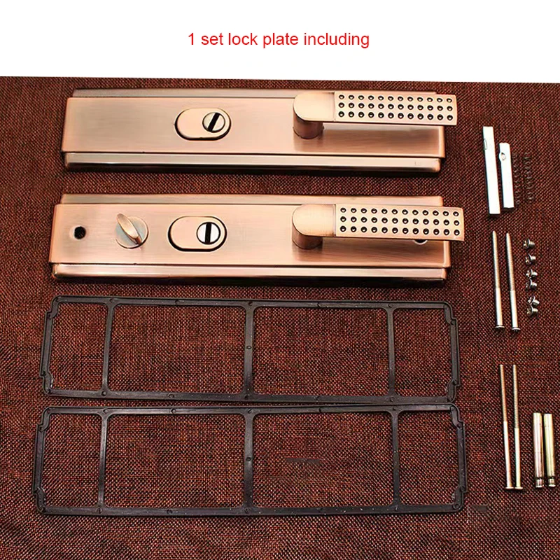 Imagem -04 - Anti-thief Multi-function Door Lock Handle Red Antique Copper Direção Ajustável Mortise Gate Handle Plate