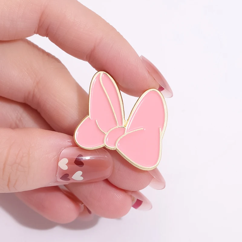Cute Pink Bow Enamel Pins Clothes Shirt Metal Decorative Brooches Backpack Lapel Badge Jewelry Accessories Gift for Friends view 4