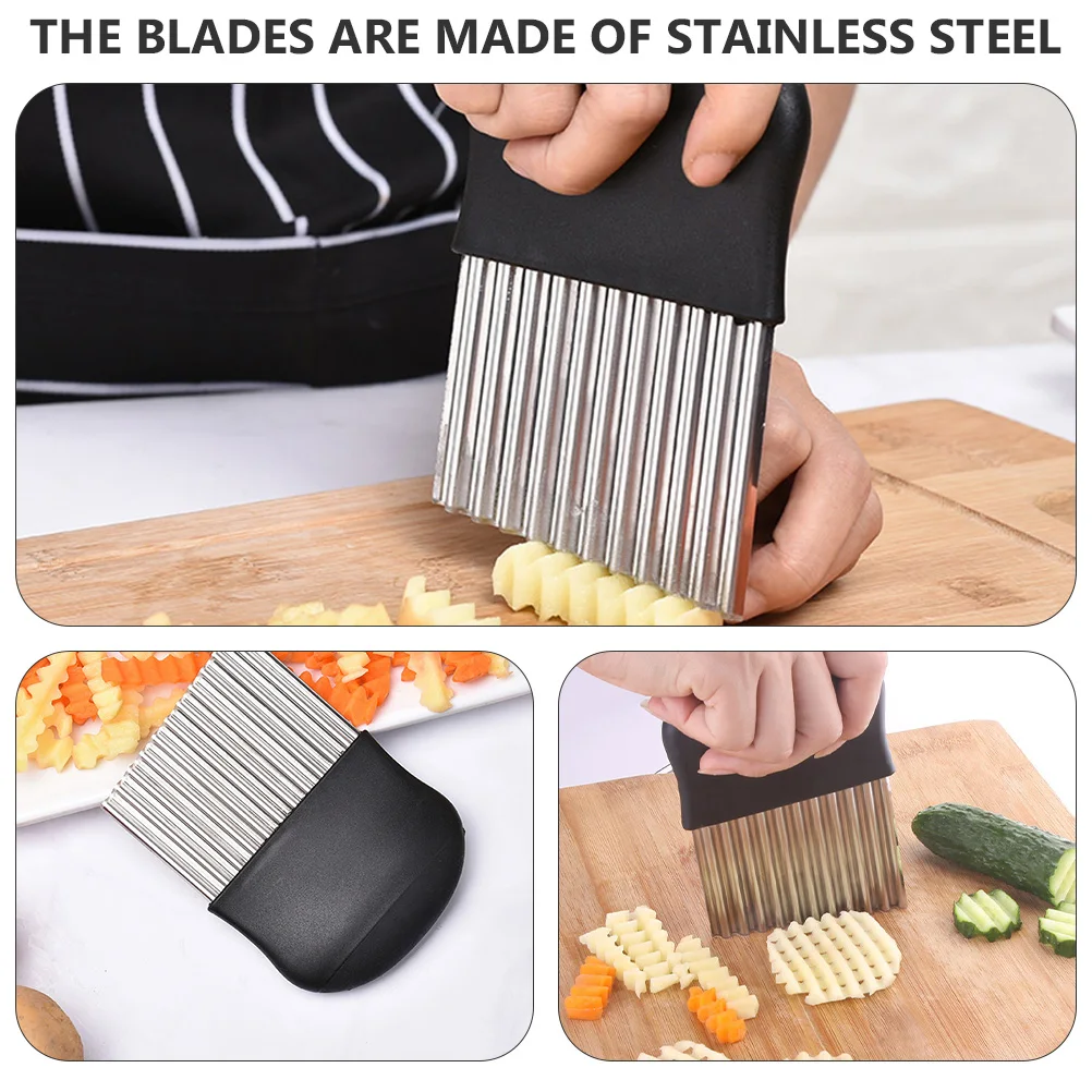 

2 pcs Ergonomic Potato Slicers Stainless Steel Crinkle Cutters Kitchen Utensils Vegetable Choppers Rustproof Fruit Graters