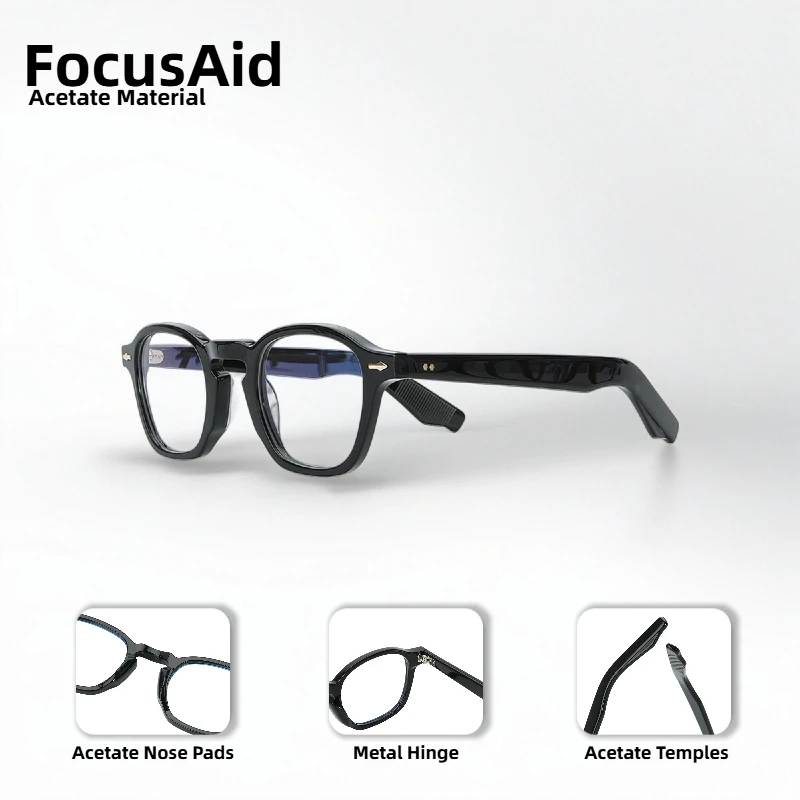 

Retro Men's Oval Acetate Eyeglass Frames Women's Fashion Rivet Optical Clear Eyeglasses Unisex Trendy Prescription Eyeglasses