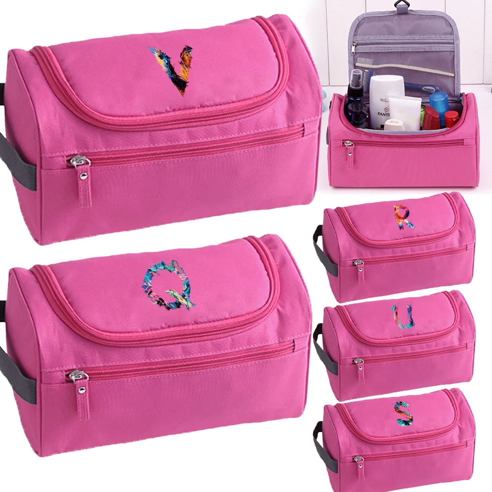 

Travel Cosmetic Bag Functional Hanging Paint Letter Makeup Case Necessaries Organizer Storage Pouch Toiletry Make Up Wash Bags