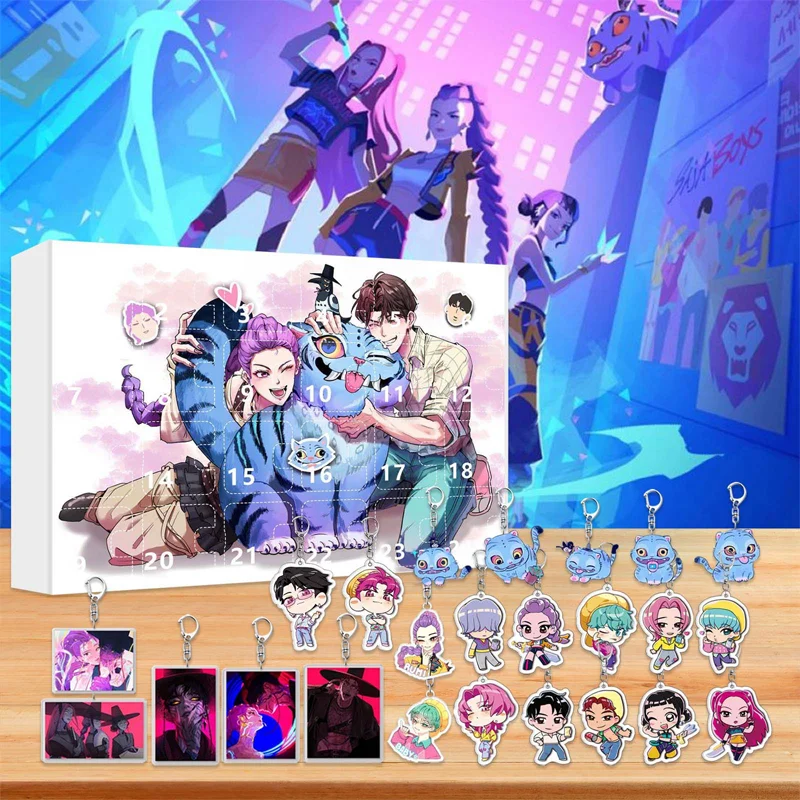 

KPop Demon Hunters Mysterious Box Rumi Mira Zoey Halloween Countdown Calendar Keychain Kids HUNTR/X Surprise Box Festival Gift