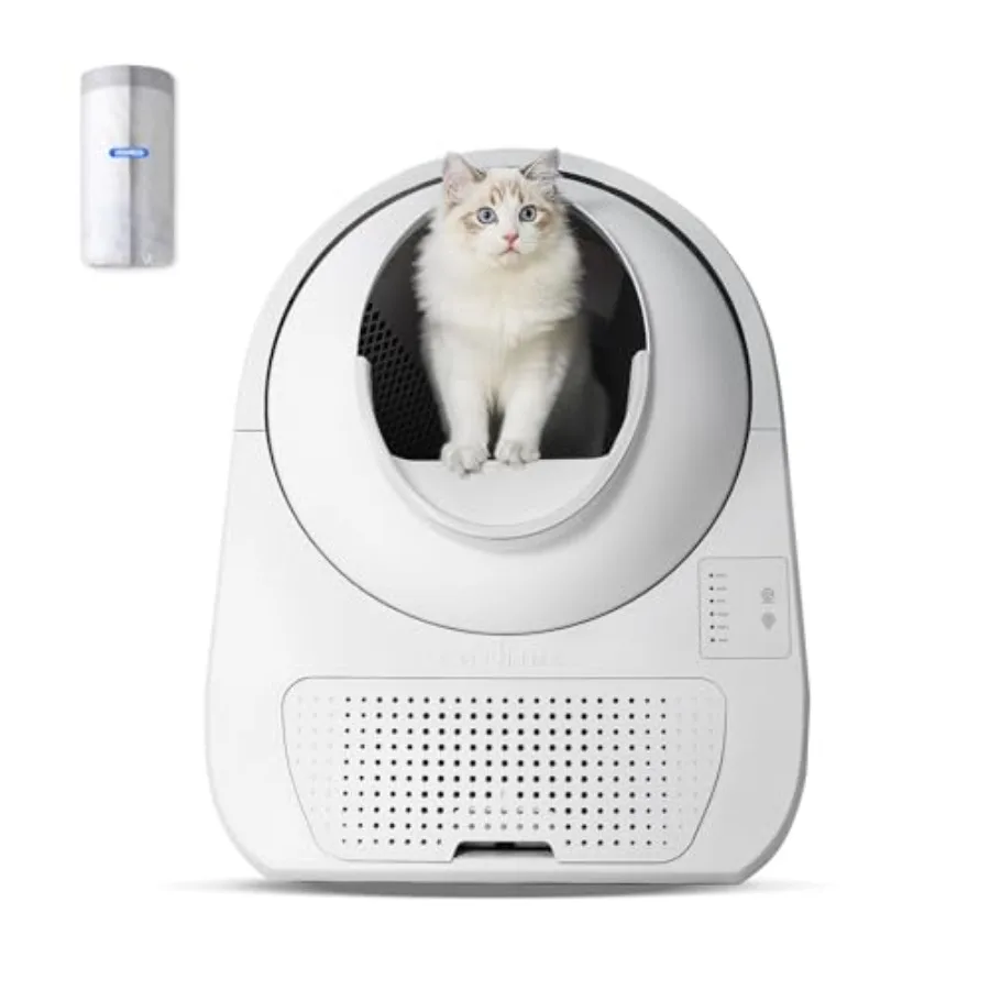 

Self Cleaning Cat Litter Box Automatic for Cats 3.5-22 lbs Double Odor Removal Plastic Gray