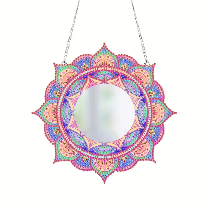 1 Piece Special Shape Mandala Pattern Mirror DIY Diamond Art Painting Kit - Adult Diamond Painting Kit with Crystal Diamonds