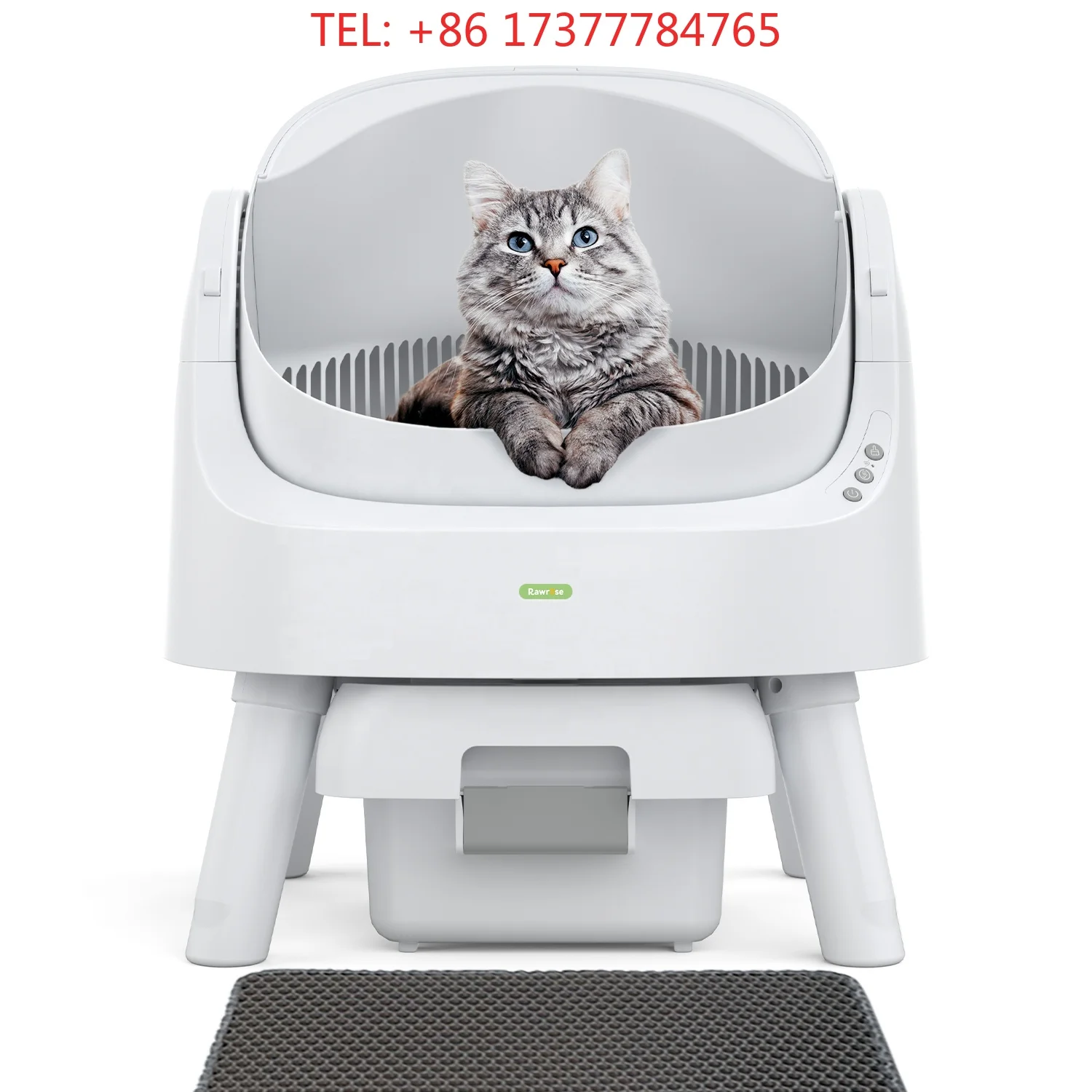Large Capacity Plastic Automatic Cat Box-6.5 L Chamber 10 L Waste Container Eco-Friend Odor Control Hands-Free