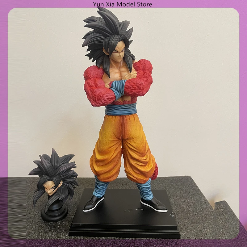 34cm Dragon Ball Goku Super Saiyan 4 Standing Position Anime Figure Model Gk Statue Collection Desktop Decoration Ornament Toys