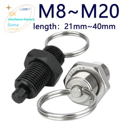QX236 M8/M10/M12/M16/M20 Index Plunger Pull Ring Positioning PlungerCarbon/Stainless Steel Hand Retractable Locating Pin
