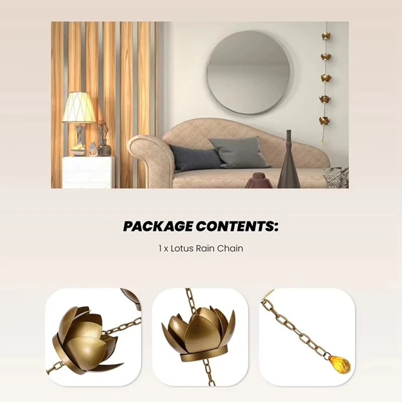 

Rain Chains - Lotus Rain Chain Set, Powder Coated Rust-Resistant Rainchains, Includes Rain Chain Gutter Adapter