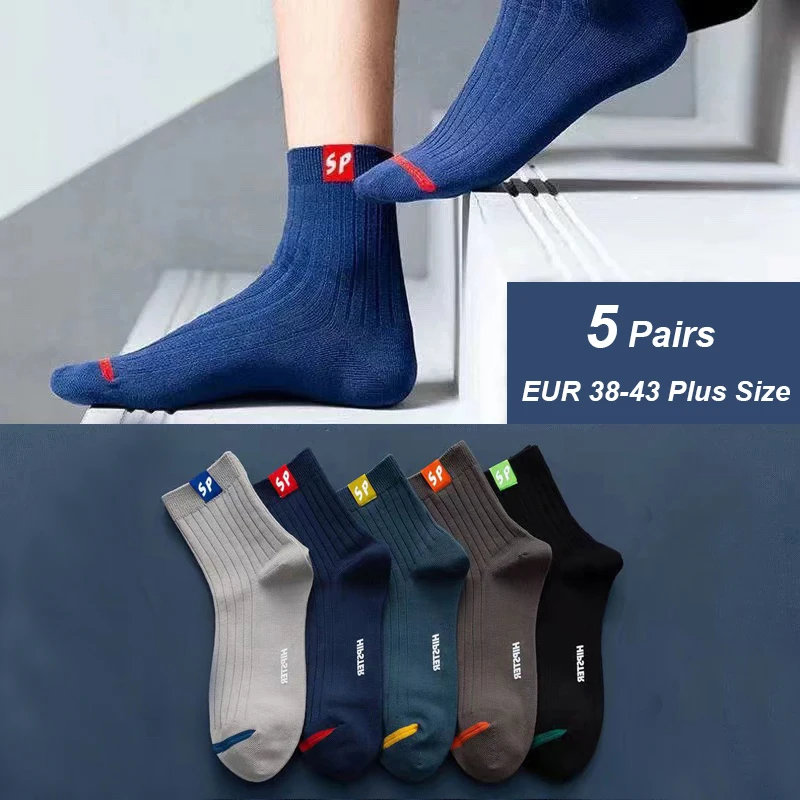 5 Pairs/lot Autumn Winter Men Socks Ankle Short Socks Men Casual Socks Breathable Cotton Sports Male Socks Soft Warmth Plus Size