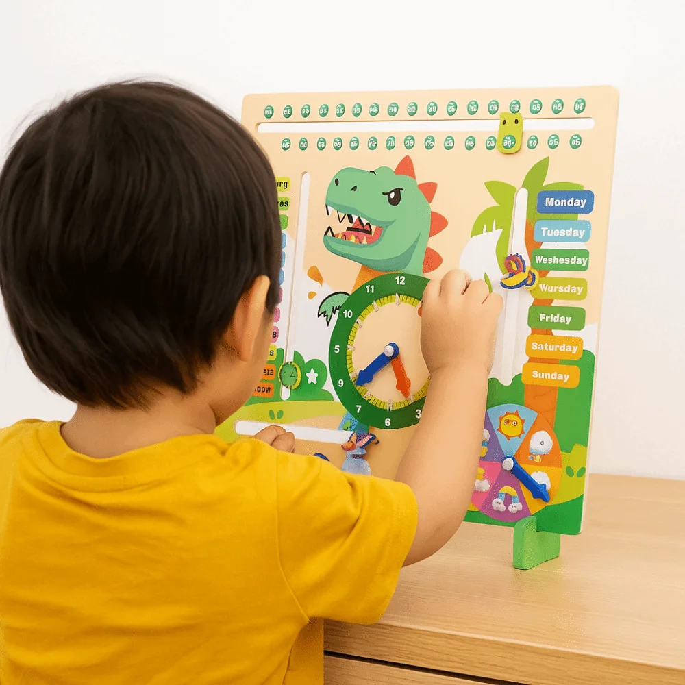 Season Weathers Daily Calendar Teaching Clock Early Education Puzzle 6 in 1 Teaching Clock Logical Thinking Time Cognition
