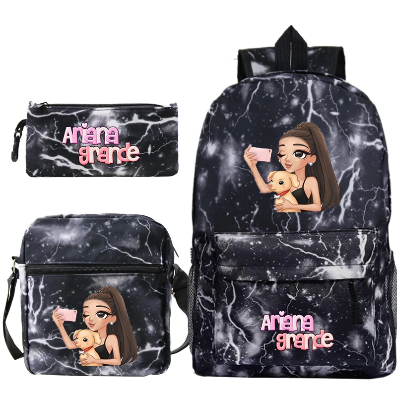 Girls Ariana Grande School Backpack Fashion School Bags Bookbags 3 Pcs/Set Book Knapsack High Quality Rucksack School Gift