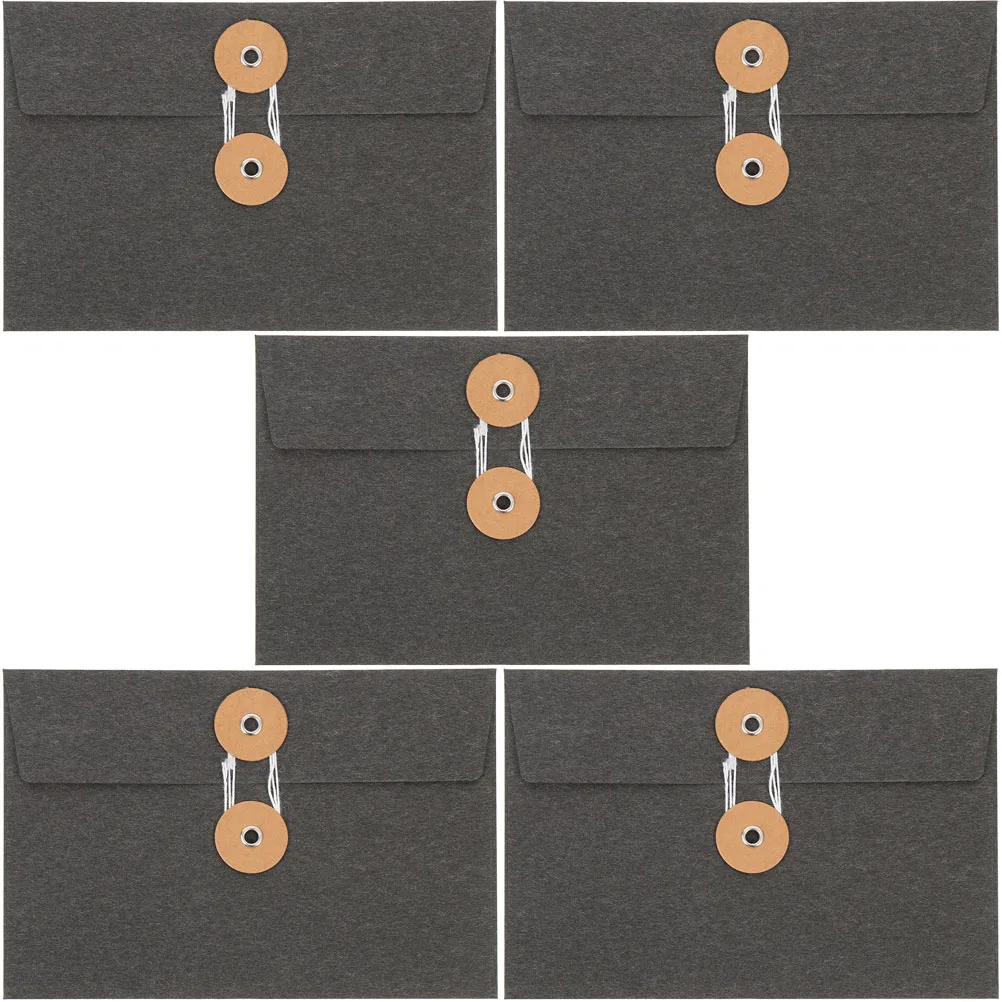 

5 Pcs Buckling Envelope Paper Bag Storage Bags File Tether Postcard Kraft Document Pocket Envelopes