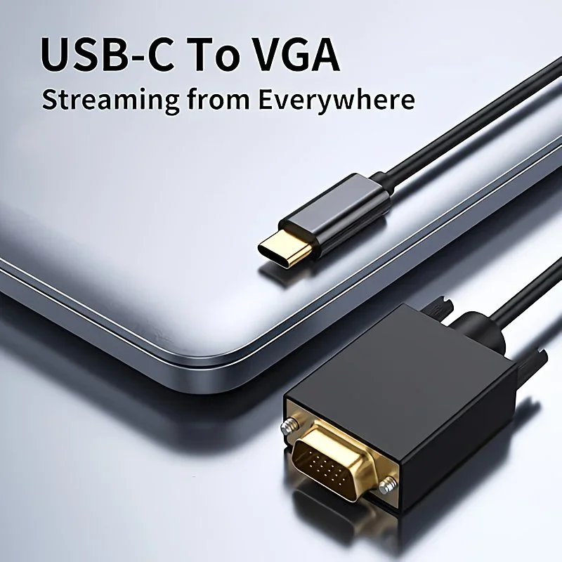 USB C to VGA Cable 1080P Full HD Type C to VGA Adapter Cord Compatible with Thunderbolt 3 Thunderbolt 4 MacBook Pro Air iPad Pro