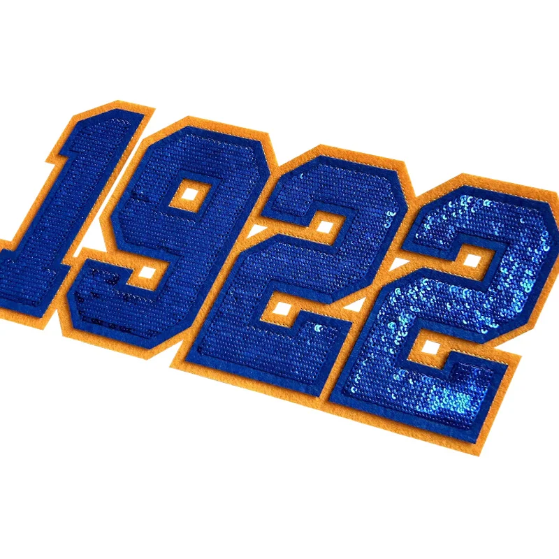 Sequined Royal Blue and Gold SGRho Greek Letter 1922 Sigma Gamma Rho Sorority Logo Iron on patch