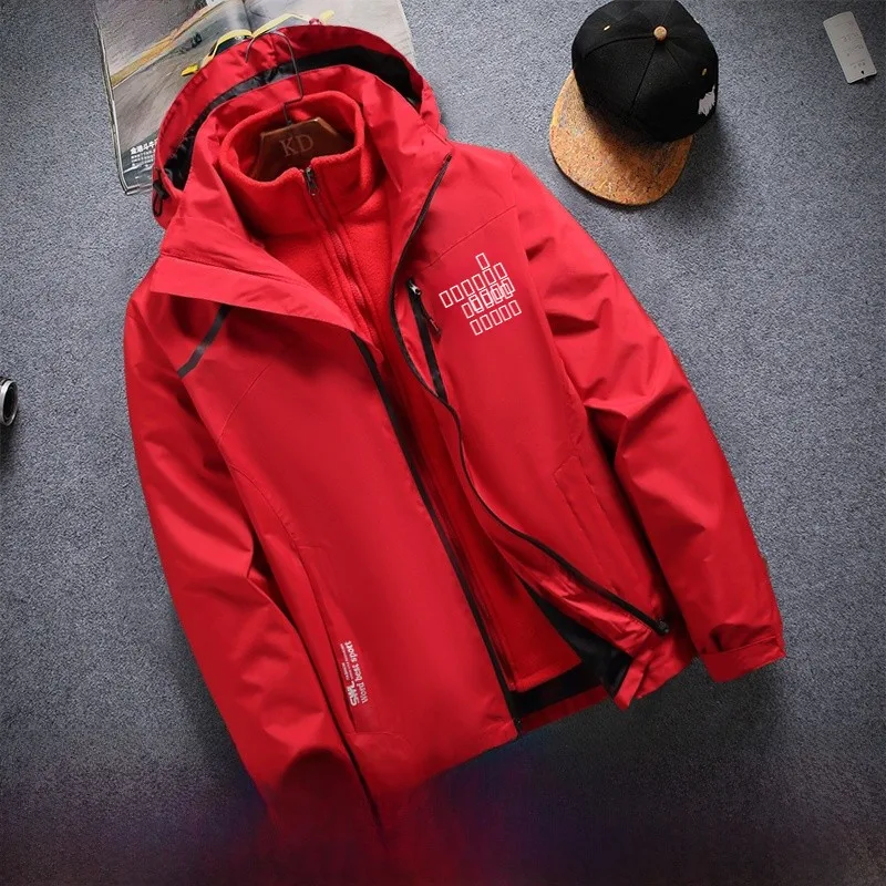 

ex Tee-in-One Detachable Outdoor Climbing Jaet Windproof Waterproof Winter Outerwear Coat Youthful Sle Polyester Fiber