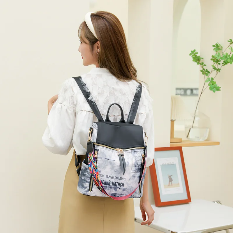 Mochila Oxford informal de diseño clásico para mujer, bolso escolar de retales para estudiantes y niñas, moda Coreana de viaje, 2022