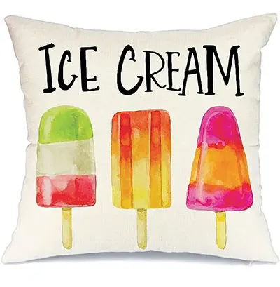 Summer Pillow Case 40x 40 Ice Cream Pillow Decorative Pillow, Sunlight Summer Decorative Farmhouse Decorative Sofa Cushion Cover