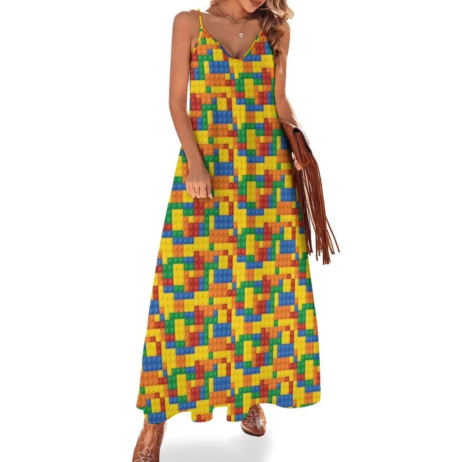 

Color Building blocks Sleeveless Dress Dress vintage elegant dress