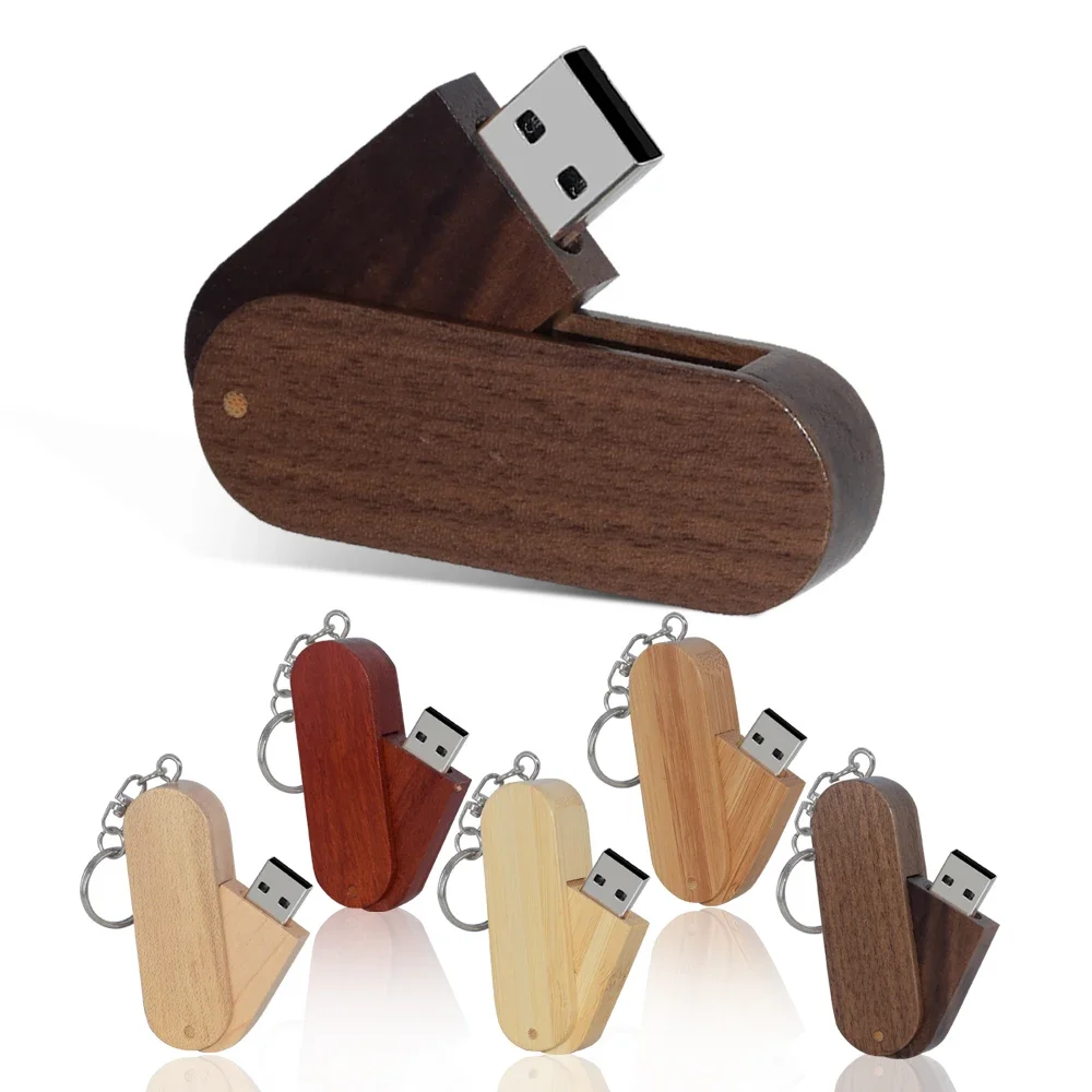 Usb2.usb 2.0 Houten Draaibare Pendrive Usb Flash Drive 4Gb 8Gb 16Gb 32Gb 64Gb Memory Stick Custom Logo (Meer dan 10 Stuks) Bruiloft Cadeau