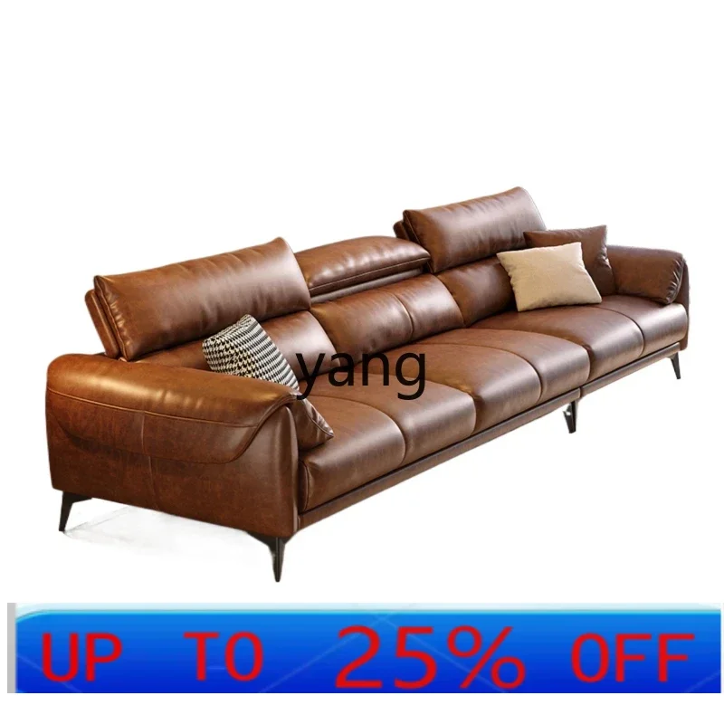 

LMMМинималистичный кожаный диван для гостиной, современный простой легкий роскошный первый слой из воловьей кожи, прямой рядный диван
