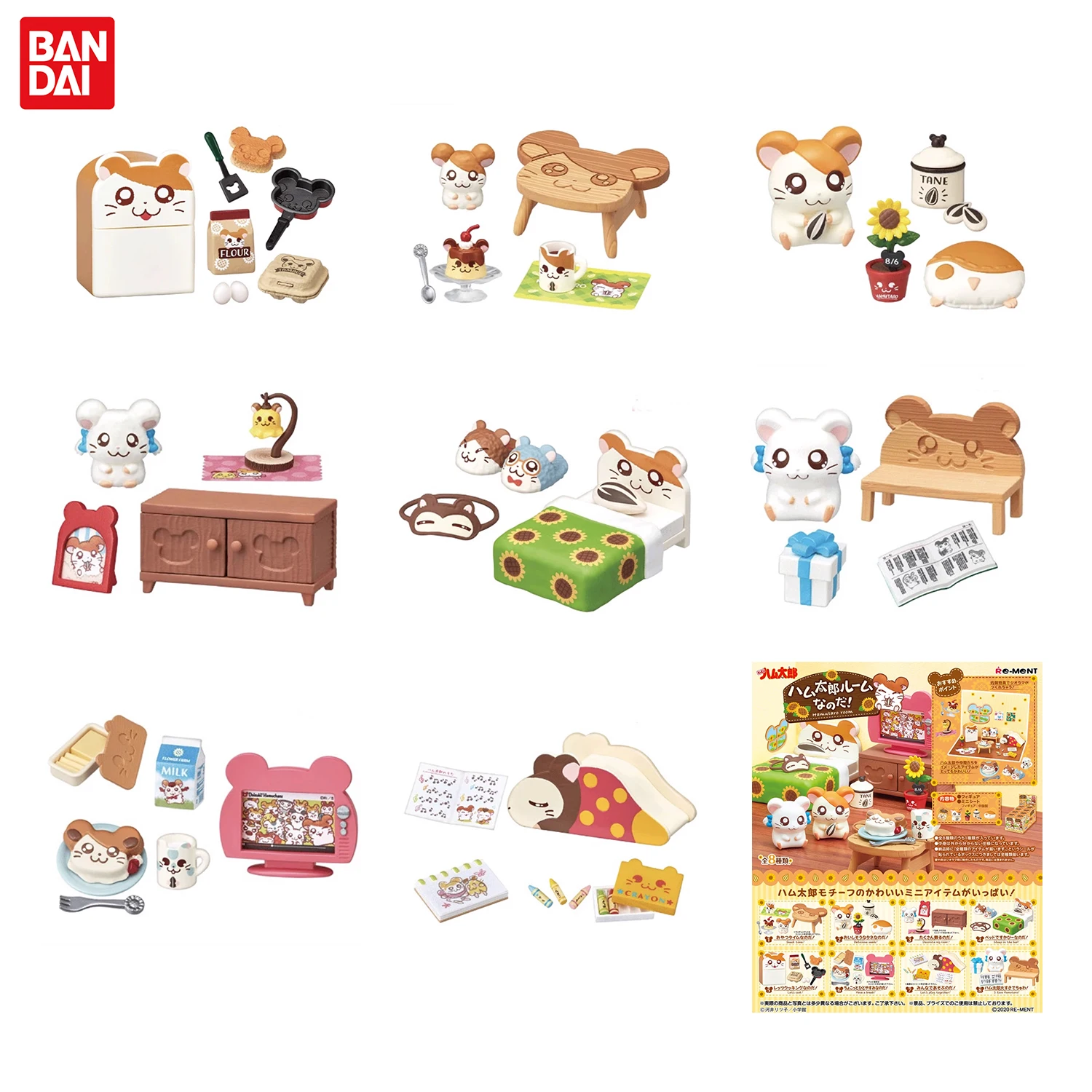 Re-Ment Genuine Hamtaro Room Anime Miniature Model cute mini Bedroom furniture hamster Figure Toys Kids Gift Collection Ornament