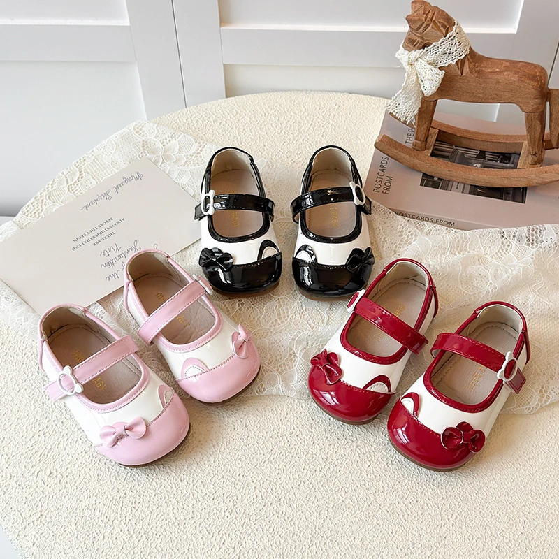 

Baby Girl Shoes Soft PU Patent Leather Flats For Girls Kids Little Children Casual Flats Size 21-30 Shoes Cute Sweet Princess