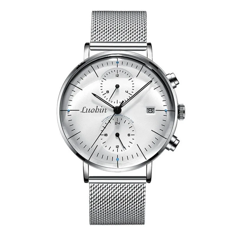 Men's Trendy Quartz Watch Luminous 24 Hour Indicator Split Second Chronograph Calendar 3atm Water Resistant 42mm Large Dial