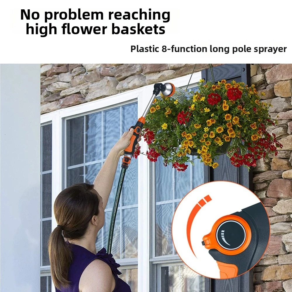 Long Handle Garden Hose Water Spray Gun Car Wash Adjustable Irrigation Sprayer Watering Nozzle Plant Lawn Yard Water