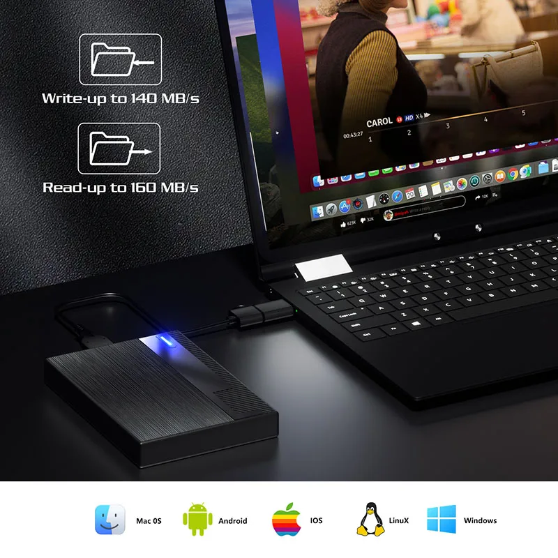 محرك الأقراص الصلبة الخارجي المحمول 1 تيرابايت توسيع التخزين HDD USB 3.0 USB-C للكمبيوتر الشخصي، ماك، الكمبيوتر المحمول، الهاتف، PS4، Xbox One، Office & Game #2
