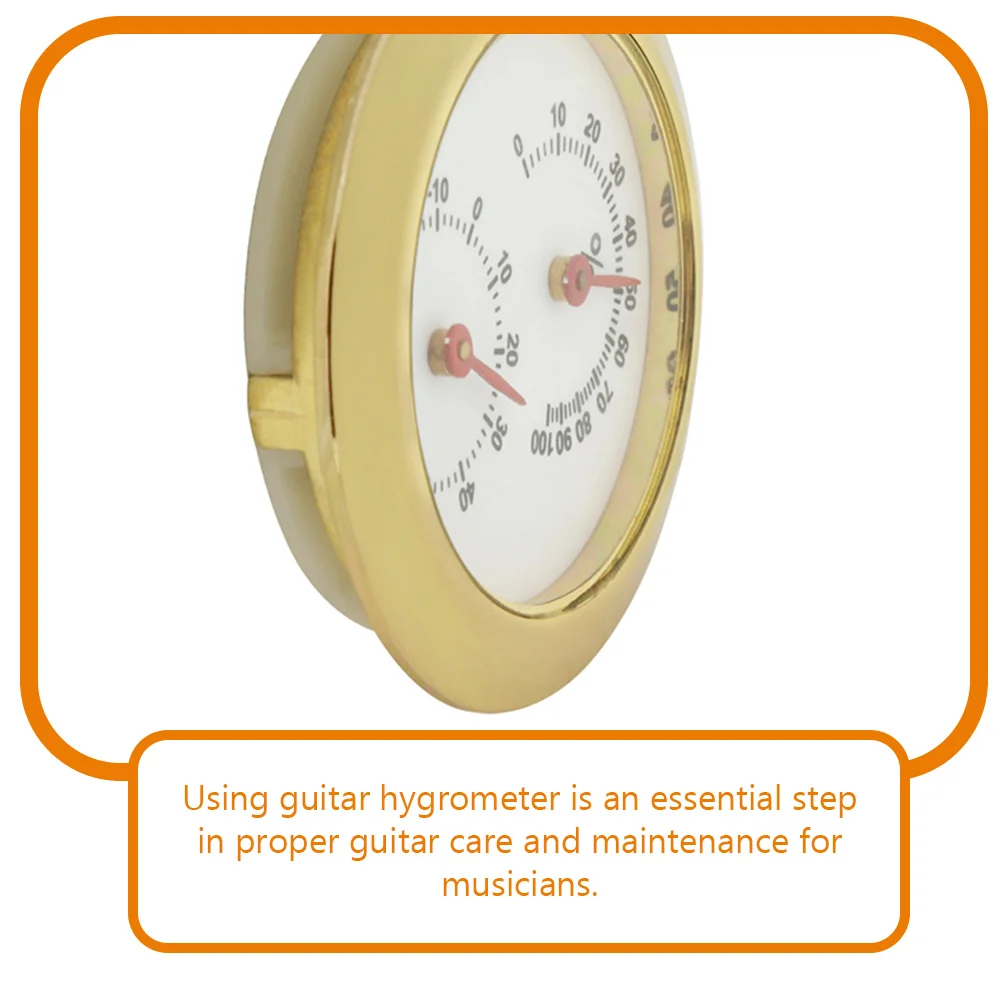 

2 Pcs Hygrometer Mini Mechanical Round Humidity Indoor and Temperature Guitar for Case Metal Original Accesories Acoustic