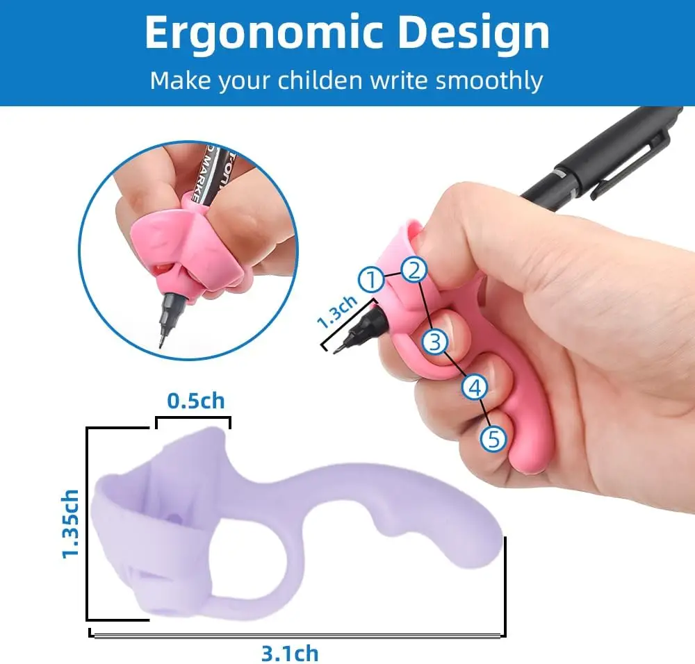 4 Pack Ergonomic Pen Grip Corrector Soft Rubber Hand Writing Posture Trainer Kids Handwriting Aid Correction Stationery Tool gallery 3