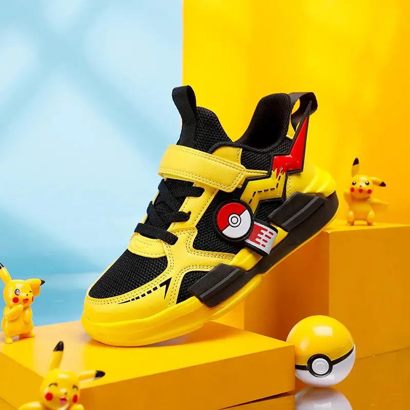 Nowa kreskówka Anime Pokemon dzieci na co dzień buty dla chłopców oddychające trampki letnie siatka powietrzna dla dzieci hak i pętla szkolne buty