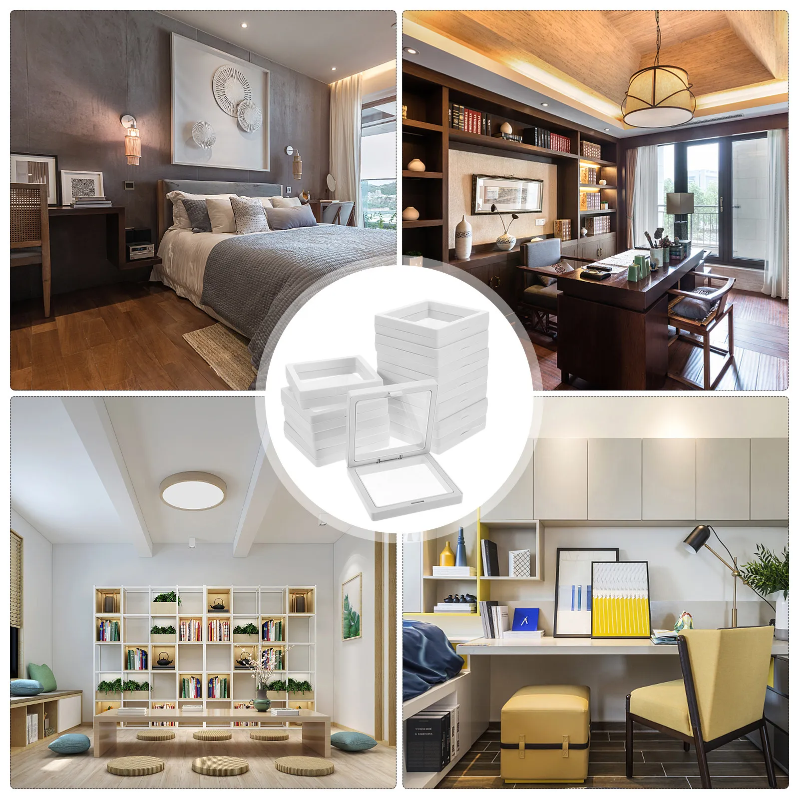 

12 set Transparent Film Box 3D Frame For Jewelry Coin Stamp Holder Dustproof Desktop Showcase Storage Case