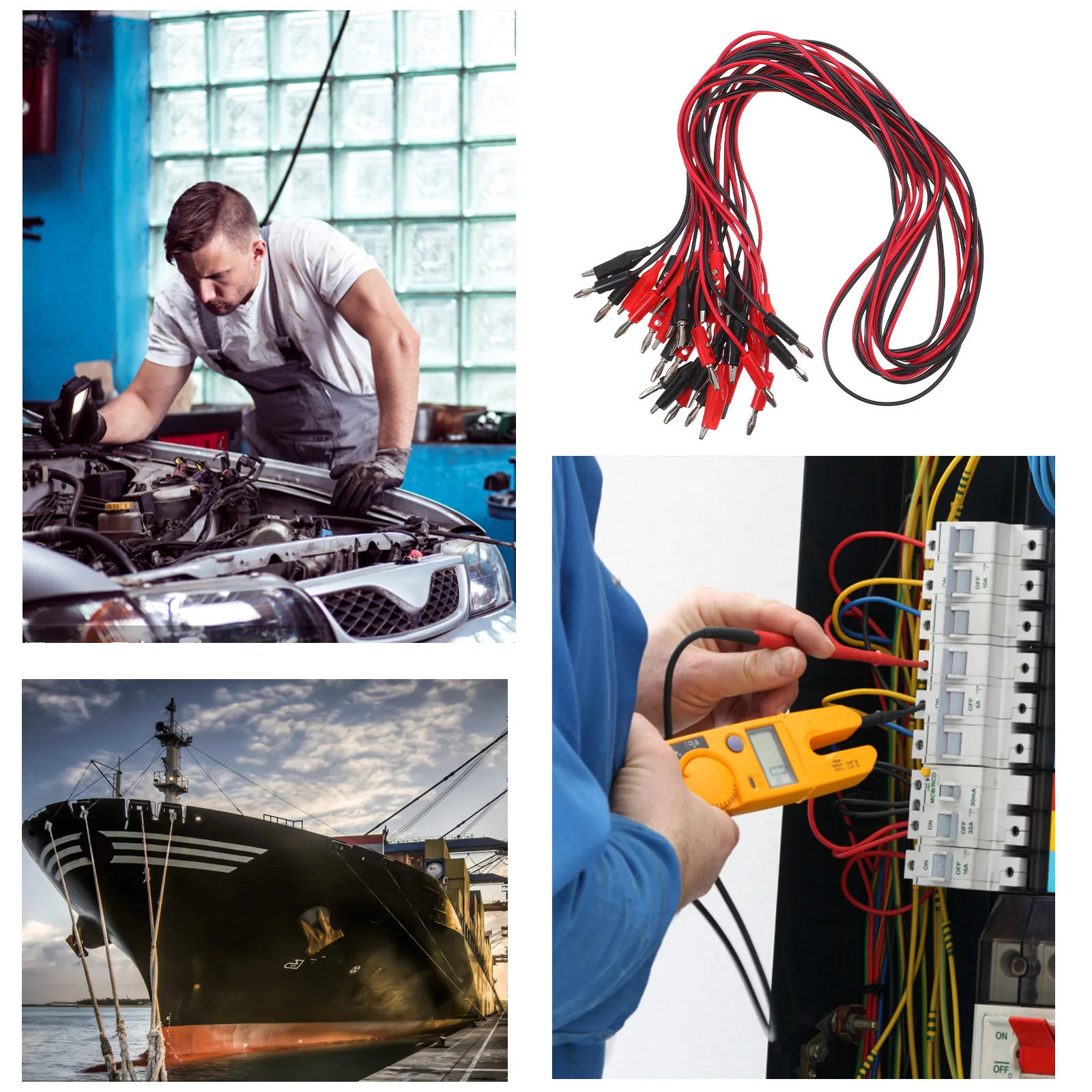 

10Pcs Electrical Test Leads Dual-Ended Red Black Insulated Clips Flexible Wire for Circuit Connection Power Supply Testing Lab