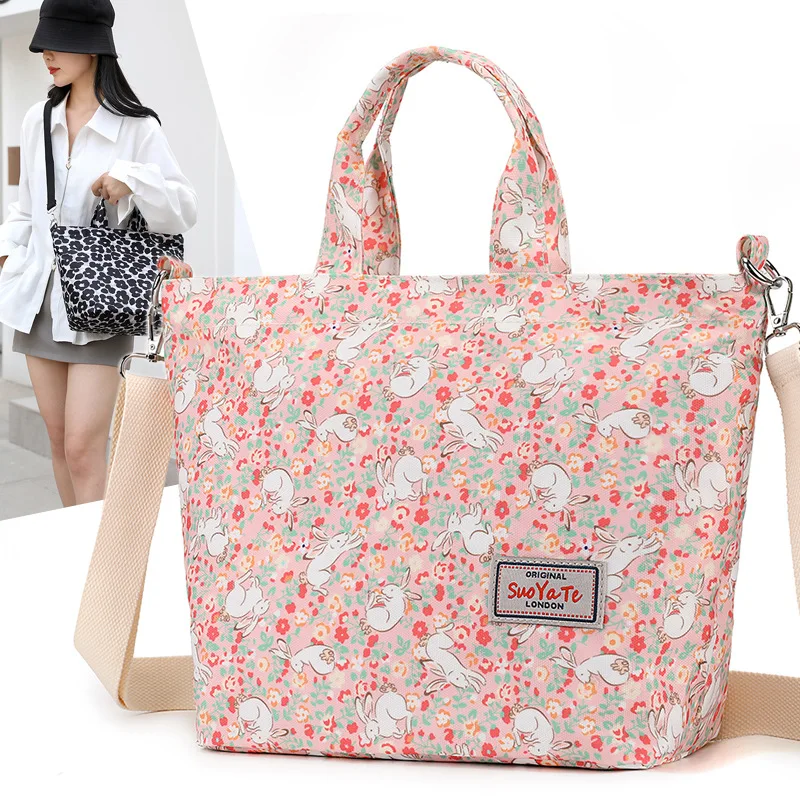 Fashion Floral Pattern Women Casual Tote Large Capacity Multi pockets Female Handbag High Quality Durable Nylon Shoulder Bag SAC